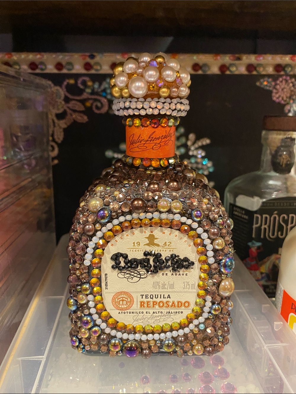Bejeweled Tequila Reposado Bottle - Embellished Decorative Bottle